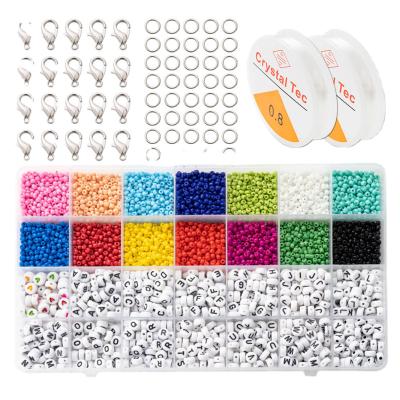 China Punk DIY glass rice beads loose material bag Cross border acrylic English letter set 28 box beaded 5000 for sale