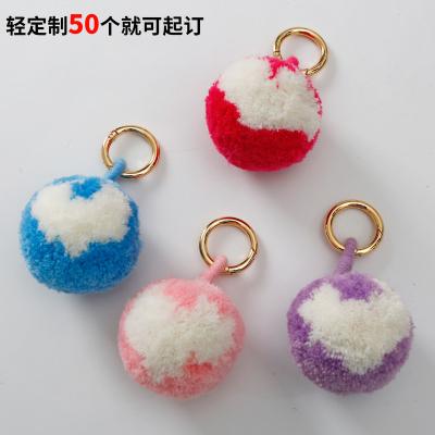 China Punk Plush ball bag pendant niche personality exaggerated mixed color yarn hand-made school for sale