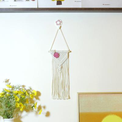 China Punk Nordic style retro pastoral cotton rope hand-woven tapestry Bohemian flowers room wall hangingpendant for sale