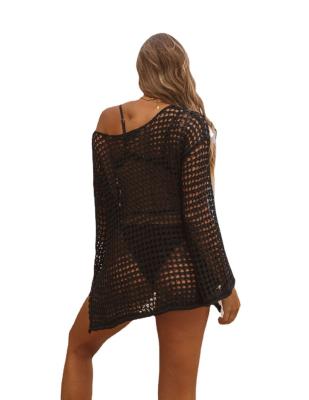 China Plus Size 2023 Women Swimsuit Crochet Swim Cover up Summer Bathing Suit Swimwear Knit Pullover Beach Dress for sale