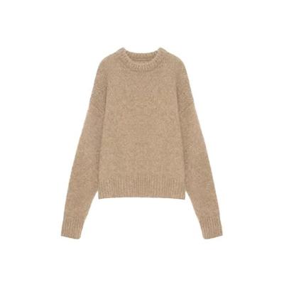 China Anti-wrinkle Live 2023 autumn and winter new lazy sweater women wear soft waxy loose thin solid color long-sleeved sweater for sale