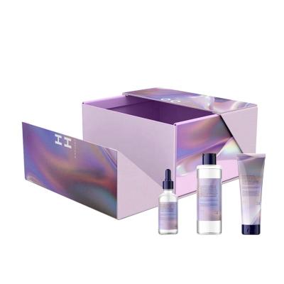 China Recyclable Luxury Sustainable Recycled Double Logo Open Door Gift Cosmetics Wholesale Custom Skin Care Set Dropper Packaging Box for sale