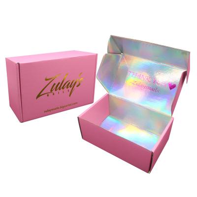 China Recyclable Custom Ecommerce Packaging Box Pink Cardboard Custom Logo for sale