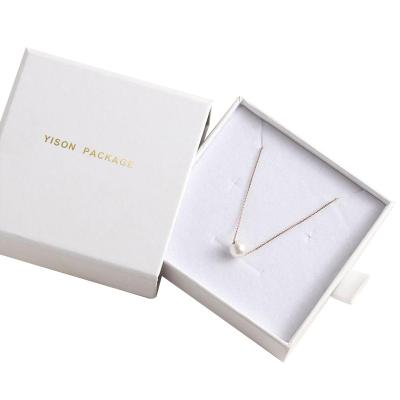 China White Paper Cardboard Jewelry Necklace Box Packaging Custom Logo for sale