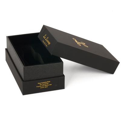 China Recyclable Black Gold Stamp Packaging Boxes Custom Logo Oud Perfume Box Gold for sale