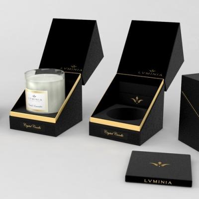 China Wholesale Private Label Recyclable Hard Matte Candle Packaging Paper Box Black for sale