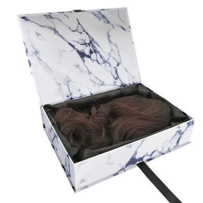 China Recyclable Custom Logo Marble Hair Packaging Boxes Luxury Paper Box For Hair Packaging With Ribbon for sale