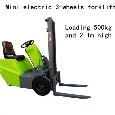 China High Efficiency Narrow Aisle 0.5ton 500kg 2m Small Size Electric 3 Wheel Mini Forklift Price for sale