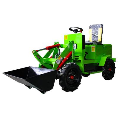 China Construction Material Stores Mini Electric Loader 0.5ton 1ton Small Four-drive Electric Diesel Bucket Loader for sale