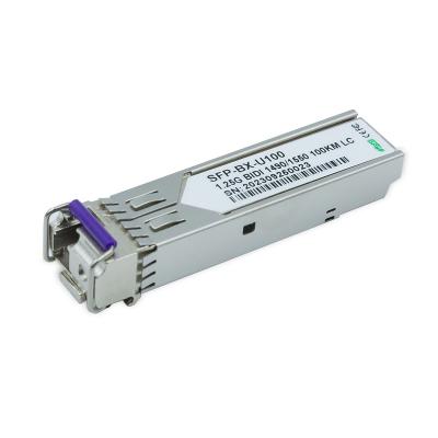 China Super Long Haul BiDi 1.25 G SFP Module LC Connector Single Mode 100km 1490nm TX / 1550nm RX Transceiver Module for sale