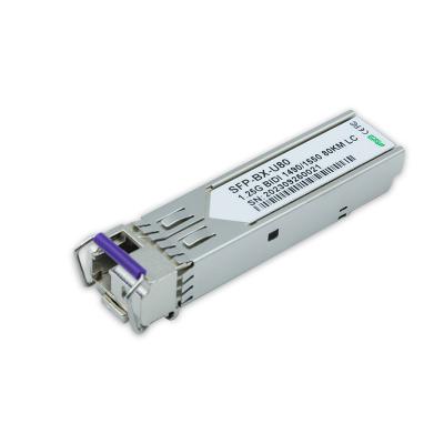 China Cisco Compatible 1.25GBASE BiDi SFP LC Connector Fibra de modo único de 80 km 1G SFP 1490nm TX / 1550nm RX módulo de transceptor en venta