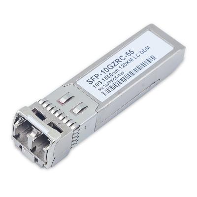 China 10GBASE SFP+ ZR 120km long distance 1550nm duplex LC over OS2 SMF Transmission Transceiver Module for sale