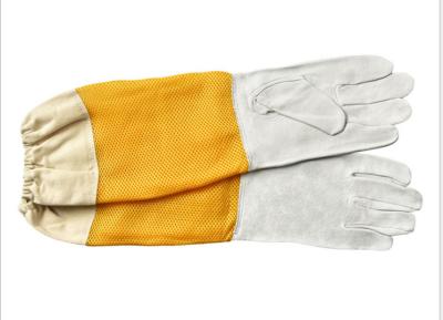 China L - Guantes blancos de la apicultura de la zalea del XL con la manga ventilada suavidad amarilla en venta