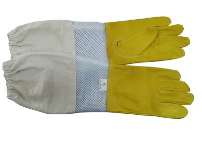 China Guantes amarillos de la seguridad para la apicultura con la muñeca ventilada blanca en venta