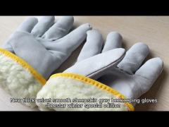 Yellow Sheepskin Gloves For Beekeeping With White Ventilated Wrist White Cloth Sleeve