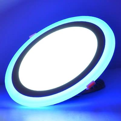 China 3+3w 6+3w 12+4w 18+6w Double Color Panel Light Double Color LED Modern Outdoor Ceiling Panel Light White+Blue for sale