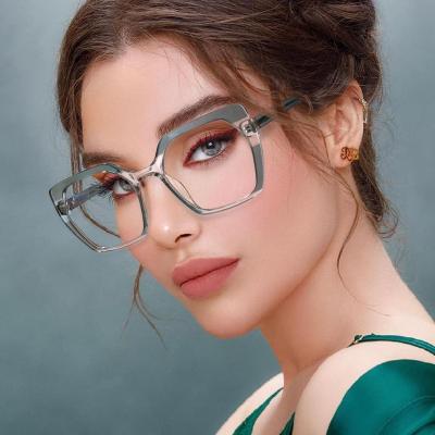 China For Reading Glasses 2021 New Anti Blue Light Square Women TR90 Glasses Frame Optical Glass Eyewear Men Spring Hinge Computer Glasses for sale