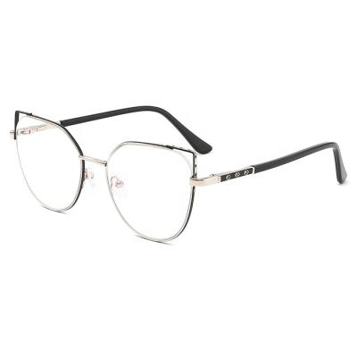 China Glasses Frames 2021 Cut Out Pattern Ladies Designer Glasses Frames Cat Eye Metal Eyeglass Frames Optical for sale