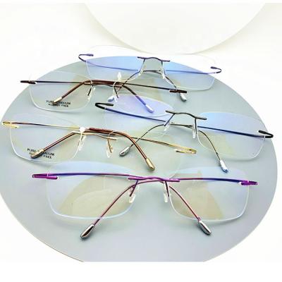 China For Reading Glasses Inventory Titanium Frame Frameless Monocle Monocle Glass Prescription Optical Eyeglasses Frames for sale