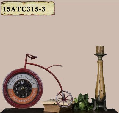 China Antique Style VINTAGE BICYCLE SHAPE METAL TABLE TOP DECORATIVE ANTIQUE CLOCK for sale