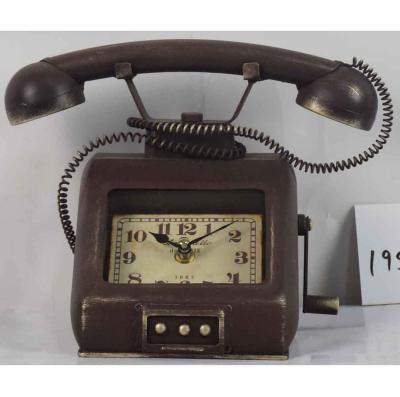 China Antique Style VINTAGE TELEPHONE SHAPE METAL TABLE TOP DECORATIVE ANTIQUE CLOCK for sale