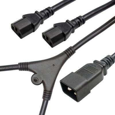 China Electrical Appliance 15A 125V USA Standard C20 Split 2 To C13 Plug Computer 14AWG 2.08mm Power Cable for sale