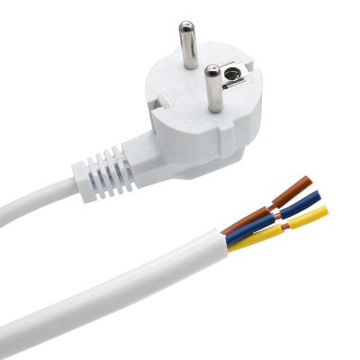 China Industrial High Current European Standard 16A White Power Cord With Half Tail Off Treatment H03VV-F 3*0.75mm Extension Cables for sale