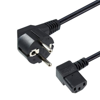 China Industrial High Quality European Standards Bend Plug IEC320 C13 3*0.75mm Black Power Cord for sale