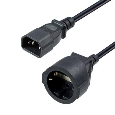 China High Quality European Industrial EAR C14 ZIM Standards Female Plug To Waterproof H05vv-F 3*1.0mm Female Plug Black Power Cord for sale