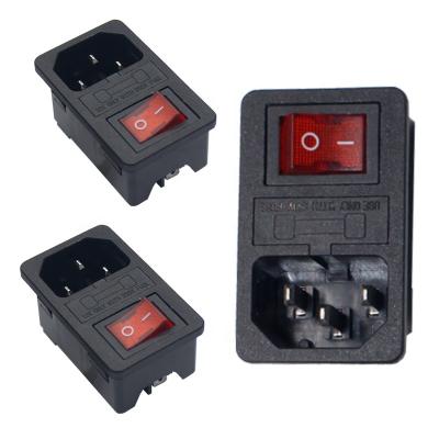 China IEC 320 Pin C14 3 Pin Inlet Connector Plug Industrial Power Socket With 10A Fuse Holder Plug Male Connector for sale