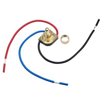 China Hot New Products 3 WAY Push Button Switches Tow Circuit 3A125V Metal Light Ring With 6 Inch Wire Leads Stripped Ends for sale