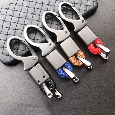 China Metal and Rope Design 4S Shop Promotional Gifts Lock Form Logo Anti Car Key Chain Pendent Keychain Metal Leather Rotating Rope Lost Car for sale