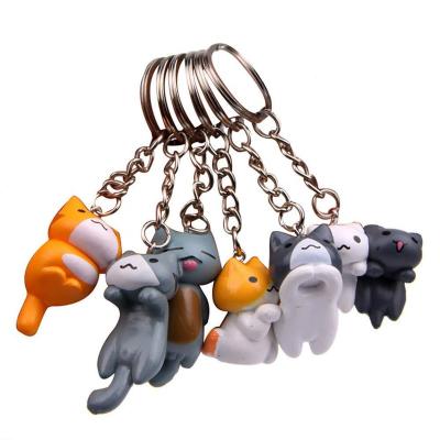 China PVC Hot Sale Cute 6 Cute Creative Cat Doll Set Keychain for sale