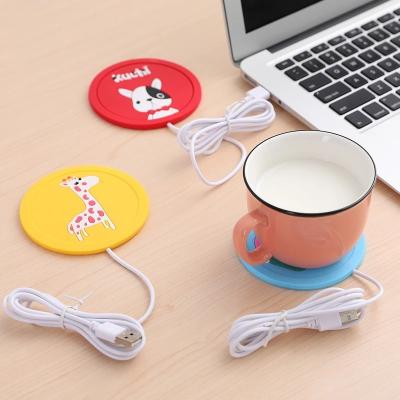 China Portable Silicone Beverage Cup Mat Keep Drink Warm Heating Coaster Cartoon USB Cup Heater for sale