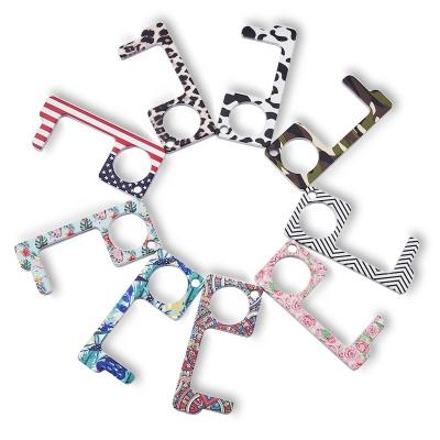 China Touchless Multi Function Multiple Use Portable Full Color Plated Metal Hands Free Key Chain EDC No Touch Non Touch Door Opener for sale