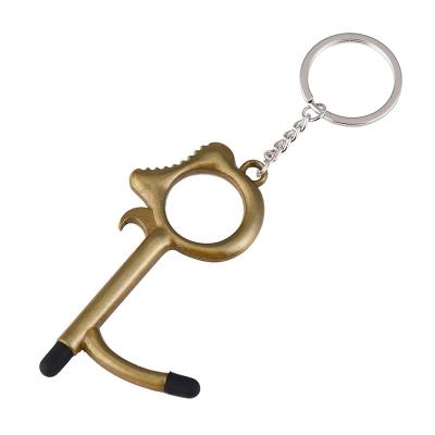 China Portable Zinc Alloy Free Opener Door Opener Hands Style Touch Screen EDC Key Chain No Touch Self Defense Key Chain for sale