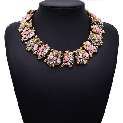 China Trendy Women Vintage Crystal Choker Collar Jewelry Chunky Statement Luxury Necklace for sale