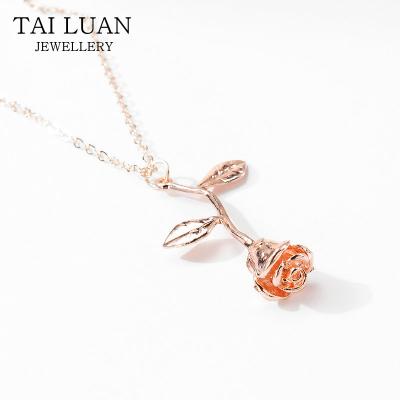 China ALLOY Delicate Design Real Necklace Rose Gold Rose Pendant Necklace for sale