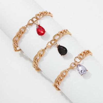 China FASHIONABLE Waterdrop Crystal Charm Jewelry Designer Vintage Cuban Link Chain Bracelet For Women for sale