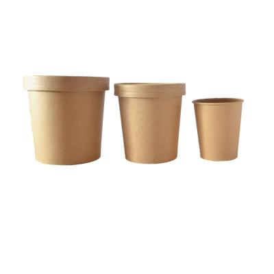 China Biodegradable Plant Kraft Paper Soup Bowl Disposable Food Container With Lids for sale