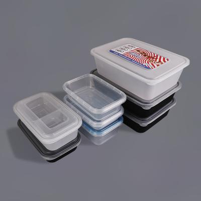 China Rectangle Microwavable Microwavable Plastic Catering Food Containers Black Packing Container With Lid Set for sale