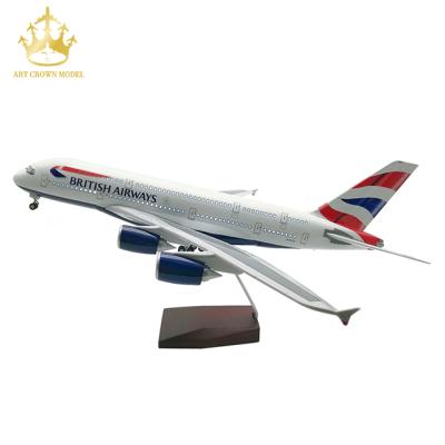 China Office Aircraft Plane Model Jet Airbus A380 British Airways Voice Control Lights 1/160 Airbus Simulator for sale