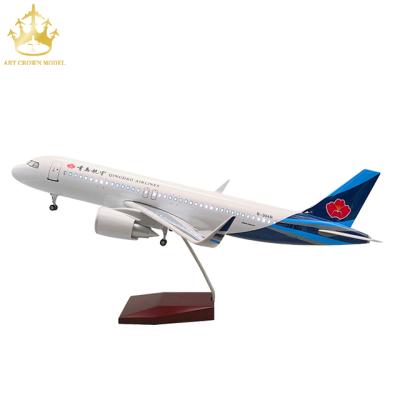 China China Airbus A320 Qingdao 1:80 Aviation LED Advanced Resin Display With Light And Sound Control Aircraft Model Aircraft for sale