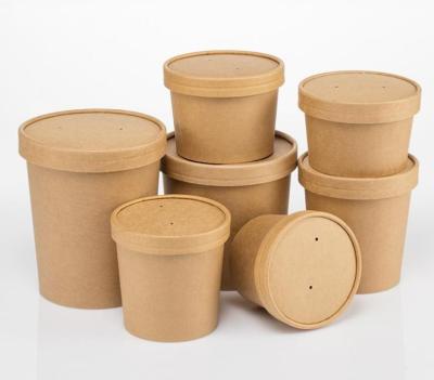 China Disposable Paper Cup Food Container Packaging Paper Soup Disposable Cup With Lid for sale