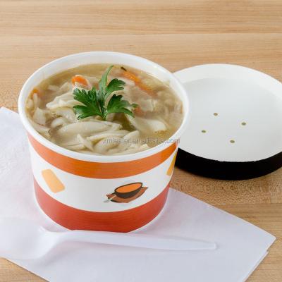 China Disposable PLA Lined Paper Food Container With Lid Paper Soup Paper Cups for sale