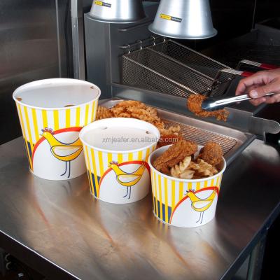 China 85 oz Disposable Fried Chicken Bucket with Paper Lid for sale