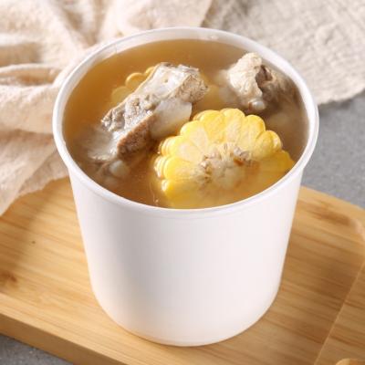 China Disposable Custom Printed Disposable Kraft Paper Hot Soup Bowl With Paper Lids for sale