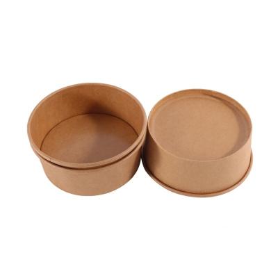 China BIO Nature Kraft Paper Salad Bowl Biodegradable Brown Paper Food Container 750ml 26oz for sale