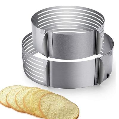 China High Quality Sustainable Adjustable Retractable Stainless Steel Cake Mold Ring Mousse Cake Layered Slicer for sale