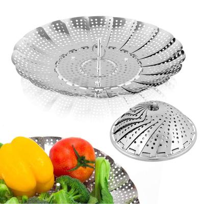 China Factory Wholesale Price Household Sustainable Dumpling Steamer Folding Stainless Steel Vegetable Food Steamer Basket for sale